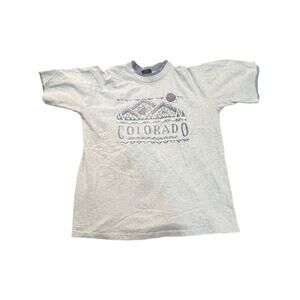 Vtg 90s Signal Sport Colorado Ringer Tee L Textured Print Made in USA